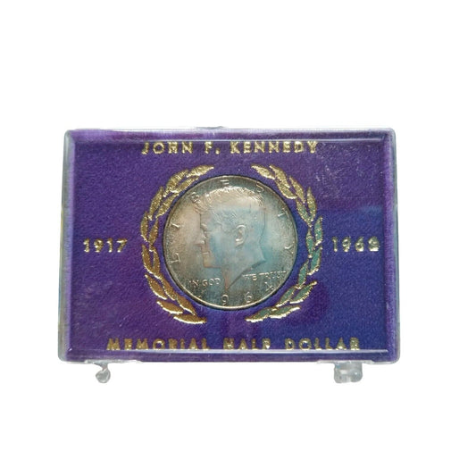 1917-1963 John F. Kennedy Memoriam 90% Silver Half Dollar In Plastic Snap Case